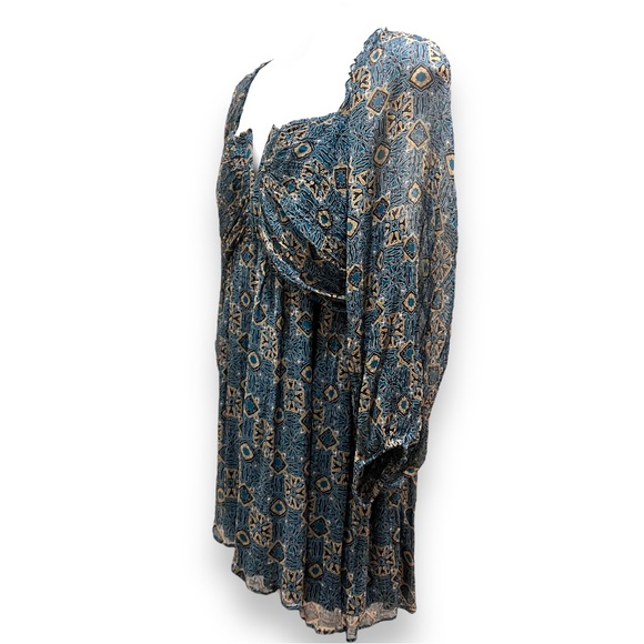 Let Me Be Cut Out Dress Bell Sleeves Blue - Picture 3 of 7